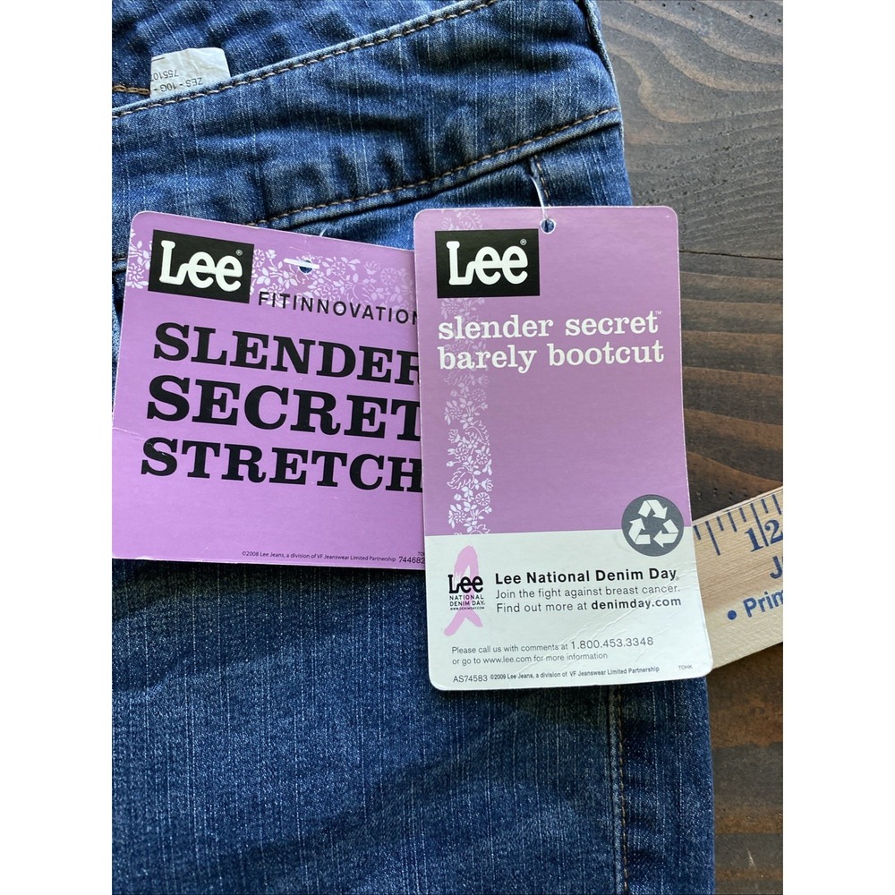 NWT Lee Jeans Women 16 S Blue Denim Slender Stretch Barely Bootcut Low on Waist - Picture 6 of 13